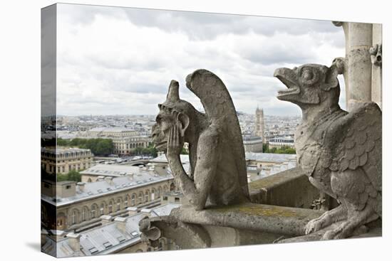 Europe, France, Paris. Two Gargoyles on the Notre Dame Cathedral-Charles Sleicher-Premier Image Canvas