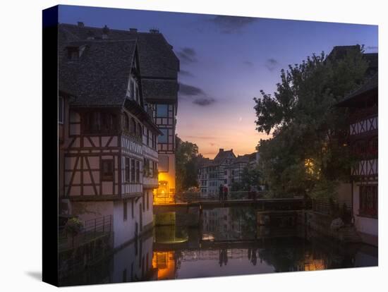 Europe, France, Strasbourg - People Watching Th Moon Rising At The Petite France-Aliaume Chapelle-Premier Image Canvas