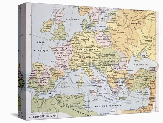 Europe In 1270 Old Map-marzolino-Stretched Canvas