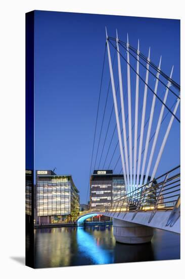 Europe, United Kingdom, England, Lancashire, Manchester, Salford Quays, Media City Footbridge-Mark Sykes-Premier Image Canvas