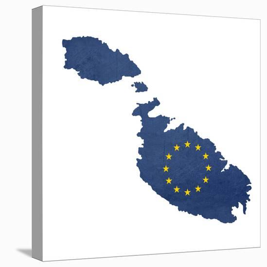 European Flag Map Of Malta Isolated On White Background-Speedfighter-Stretched Canvas