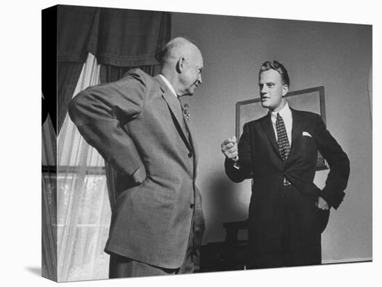 Evangelist Billy Graham Visiting with Pres. Dwight Eisenhower at the Wh-Paul Schutzer-Premier Image Canvas