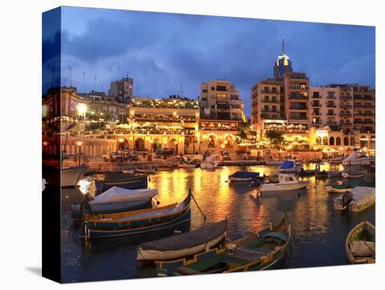 Evening across Spinola Bay with Restaurants, St. Julian`S, Malta, Mediterranean, Europe-Stuart Black-Premier Image Canvas