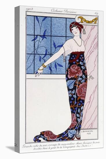 Evening Dress, Chiffon Bodice, Silk Tunic - Illustration by George Barbier (1882-1932) in “” Journa-Georges Barbier-Premier Image Canvas