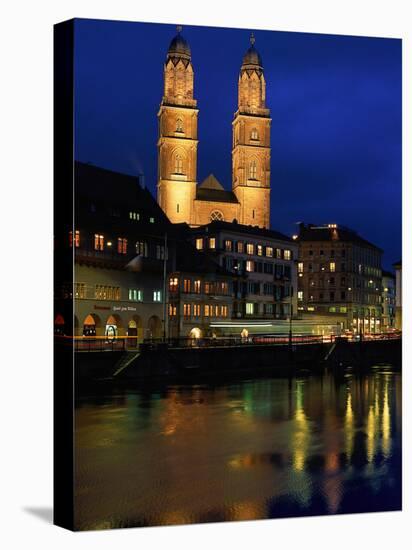Evening, River Limmat, Zurich, Switzerland-Walter Bibikow-Premier Image Canvas