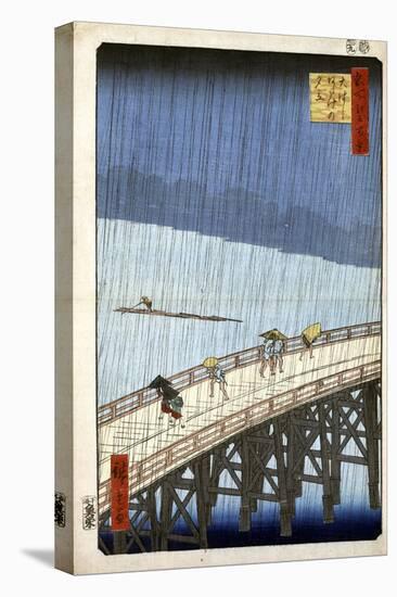 Evening Shower at Atake and the Great Bridge, 1856-1858-Utagawa Hiroshige-Premier Image Canvas