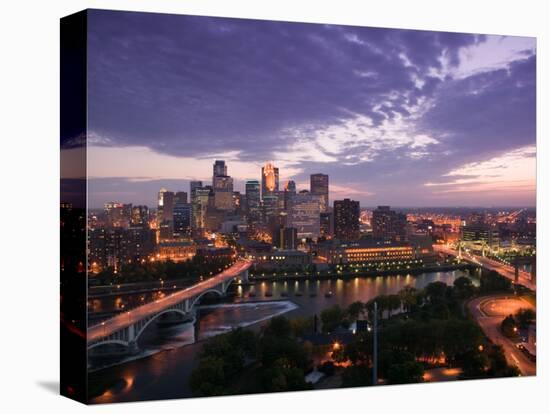 Evening Skyline Scene from St. Anthony Main, Minneapolis, Minnesota-Walter Bibikow-Premier Image Canvas
