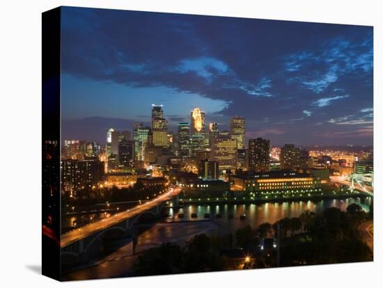 Evening Skyline Scene from St. Anthony Main, Minneapolis, Minnesota-Walter Bibikow-Premier Image Canvas