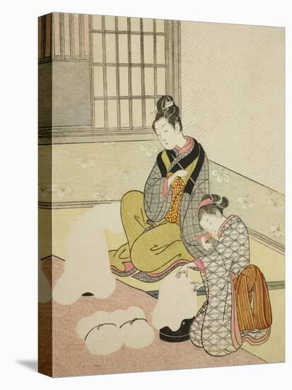 Evening Snow on a Floss Shaper , from the series Eight Views of the Parlor , c.1766-Suzuki Harunobu-Premier Image Canvas