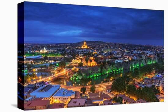 Evening View of Tbilisi from Narikala Fortress, Georgian Country-PrimePhoto-Premier Image Canvas