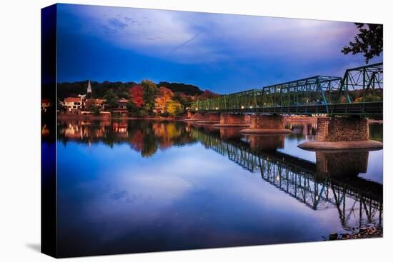 Evening View of the New Hope-Lambertville Bridge, New Hope, Pennsylvania-George Oze-Premier Image Canvas