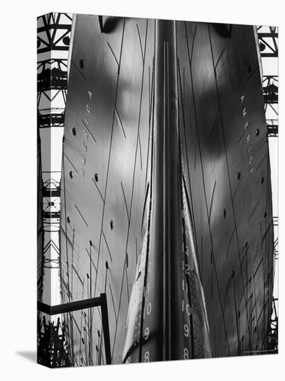 Exact Front View Looking Up at the Hull of Oceanliner, America, Showing Depth Numbers-Alfred Eisenstaedt-Premier Image Canvas