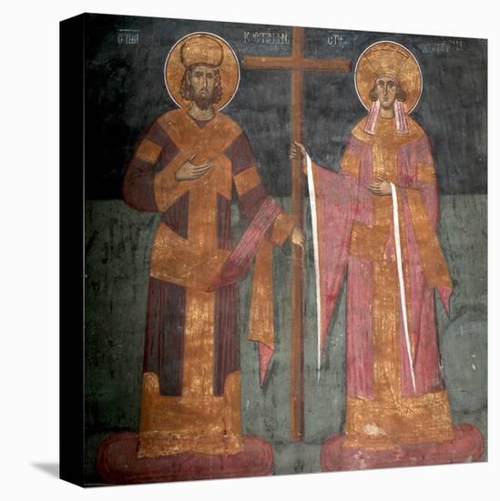 Exaltation of the Cross. Saints Constantine the Great and Helena, Ca 1350-null-Premier Image Canvas