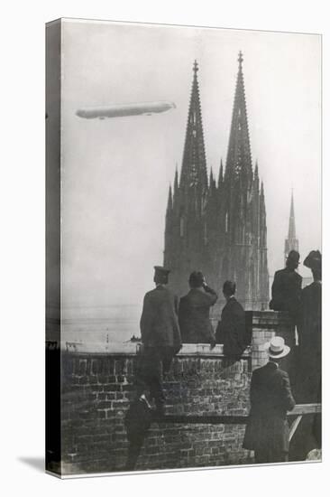 Excited Spectators Watching a Zeppelin Z111 Fly Over Cologne Cathedral Germany-null-Premier Image Canvas