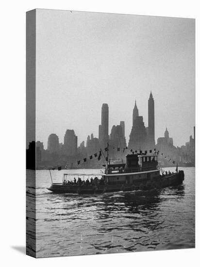 Excursion Party Tugboat with City Skyline in the Background-Lisa Larsen-Premier Image Canvas