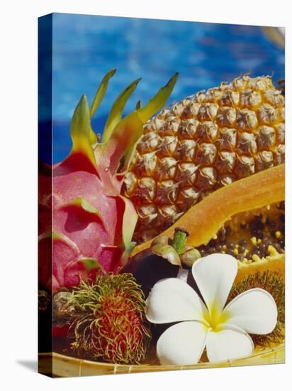 Exotic Fruits: Lychees, Red Pitahaya, Papaya, Pineapple-Vladimir Shulevsky-Premier Image Canvas
