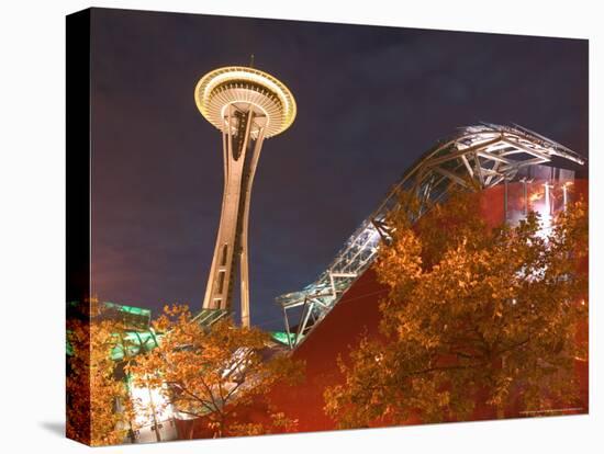 Experience Music Project (EMP) with Space Needle, Seattle, Washington, USA-Walter Bibikow-Premier Image Canvas