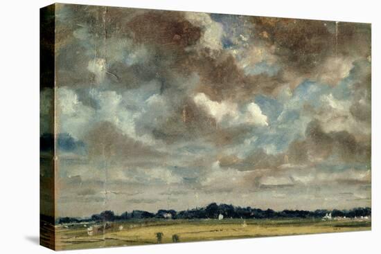 Extensive Landscape with Grey Clouds, C.1821 (Oil on Paper on Canvas)-John Constable-Premier Image Canvas
