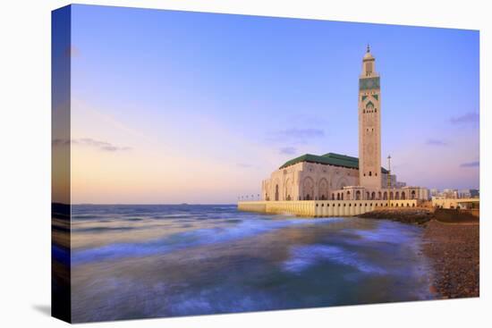 Exterior of Hassan Ll Mosque and Coastline at Dusk, Casablanca, Morocco, North Africa, Africa-Neil Farrin-Premier Image Canvas