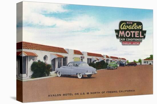 Exterior View of Avalon Motel - Fresno, CA-Lantern Press-Stretched Canvas