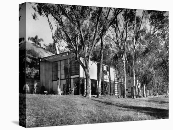 Exterior View of Charles Eames House, Showing How it Nudges into a Hillside-Peter Stackpole-Premier Image Canvas