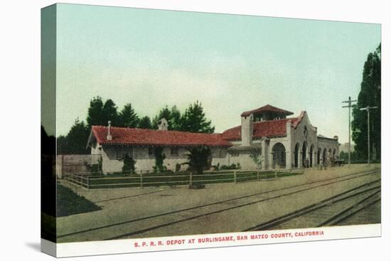 Exterior View of the Southern Pacific Railroad Depot - Burlingame, CA-Lantern Press-Stretched Canvas