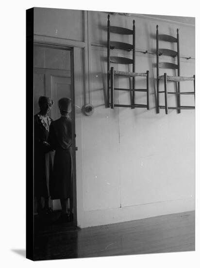 Extreme Neatness of Shaker Habits is Shown by Their Custom to Hang Chairs When Not in Use-Nina Leen-Premier Image Canvas