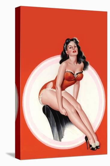 Eyeful Magazine; Brunette in a Red Bathing Suit-Peter Driben-Stretched Canvas