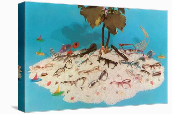 Eyeglasses on Simulated Desert Island-null-Stretched Canvas