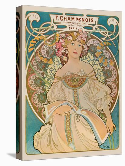 F. Champenois - Printer Publisher (Imprimeur-Éditeur) - Vintage Art Nouveau Poster, 1898-Alphonse Mucha-Stretched Canvas