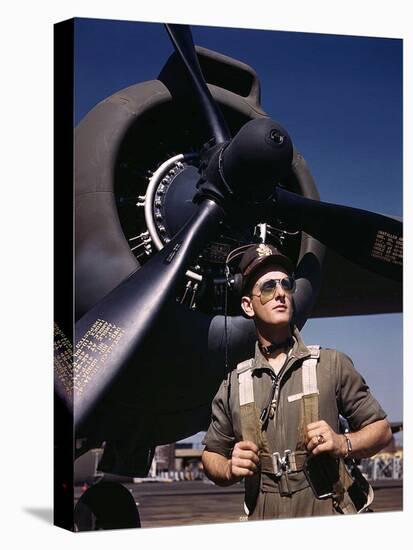 F.W. Hunter, Army Test Pilot, Douglas Aircraft Company Plant at Long Beach, Calif. October 1942-null-Stretched Canvas