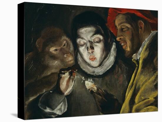 Fabula, Around 1600, a Boy Lights a Candle, as a Monkey and a Bearded Figure Watch-El Greco-Premier Image Canvas