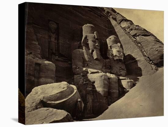 Facade of the Great Temple at Abu Simbel, 1865 (Sepia Photo)-Francis Frith-Premier Image Canvas