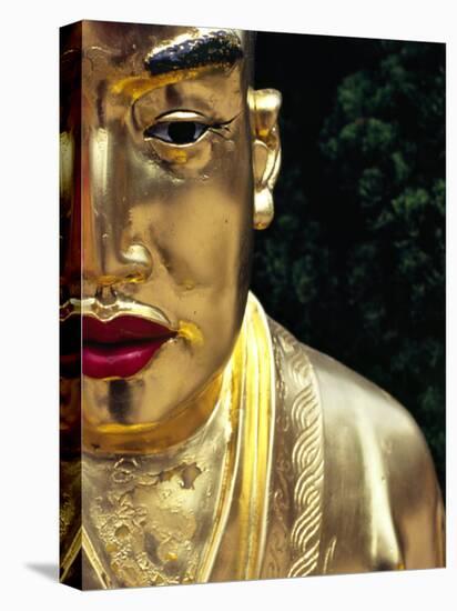 Face of Golden Buddha Statue - One Among Many at Ten Thousand Buddhas Monastery, New Territories-Andrew Watson-Premier Image Canvas