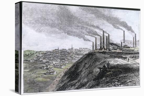 Factory Smoke at Dowlais South Wales-null-Stretched Canvas