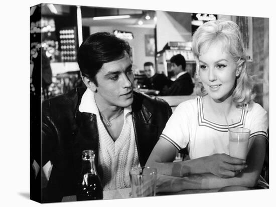 Faibles femmes by Michel Boisrond with Alain Delon and Mylene Demongeot, 1958 (b/w photo)-null-Stretched Canvas