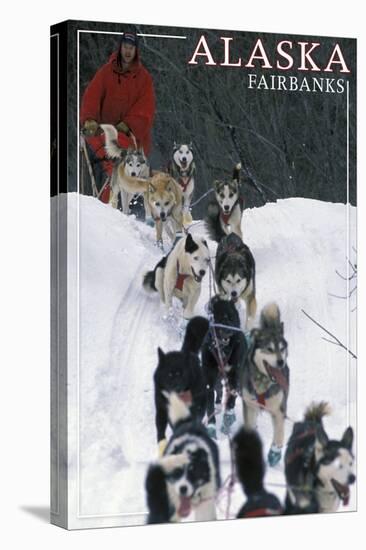 Fairbanks, Alaska - Dogsled Scene-Lantern Press-Stretched Canvas