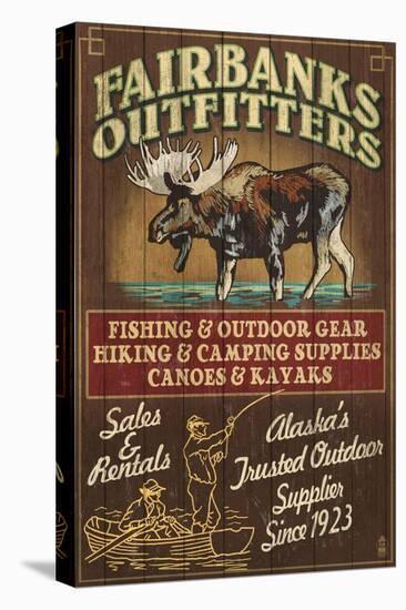 Fairbanks, Alaska - Moose Outfitters-Lantern Press-Stretched Canvas