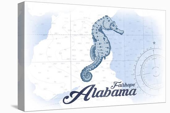 Fairhope, Alabama - Seahorse - Blue - Coastal Icon-Lantern Press-Stretched Canvas