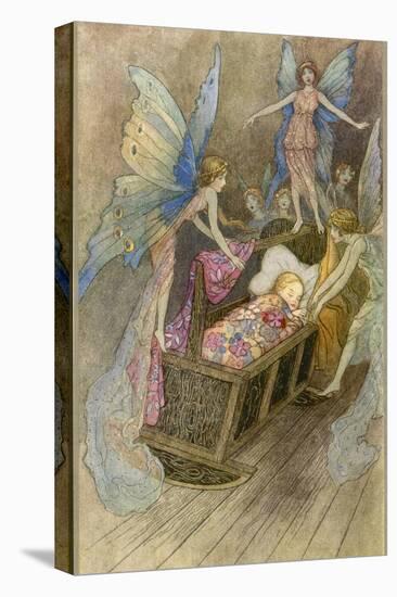 Fairies Around a Baby's Cot-Warwick Goble-Premier Image Canvas