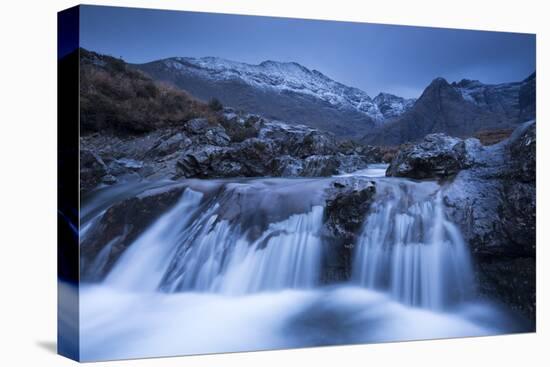 Fairy Pools Waterfalls at Glen Brittle, with the Snow Dusted Cuillin Mountains Beyond, Isle of Skye-Adam Burton-Premier Image Canvas