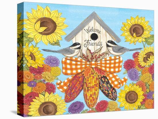 Fall Birdhouse with Chickadees-Deb Strain-Stretched Canvas