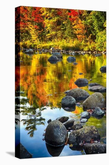 Fall Colors Reflected in a River-George Oze-Premier Image Canvas