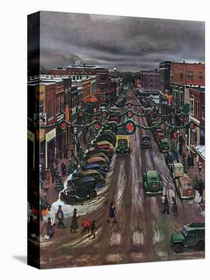 "Falls City, Nebraska at Christmas," December 21, 1946-John Falter-Premier Image Canvas