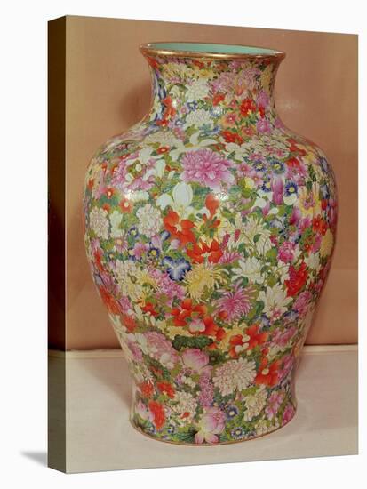 Famille Rose Vase with a Mille Fleurs Decoration, Qianlong Dynasty, 1736-96-Chinese School-Premier Image Canvas