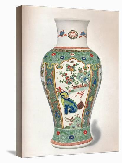 Famille Verte Vase, with four upright panels painted with rocks and flowering plants-Unknown-Premier Image Canvas