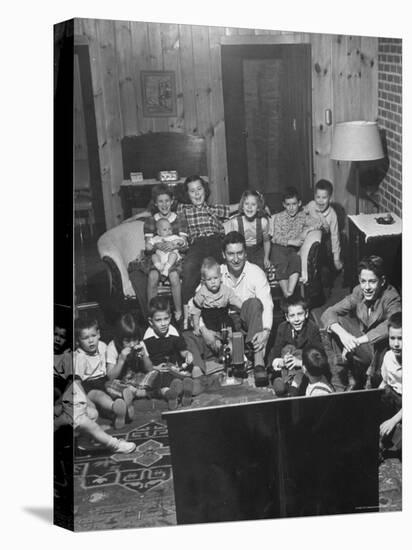 Family and Friends Gathering in Living Room to Watch Movies, Both Rented and Homemade-Gordon Parks-Premier Image Canvas