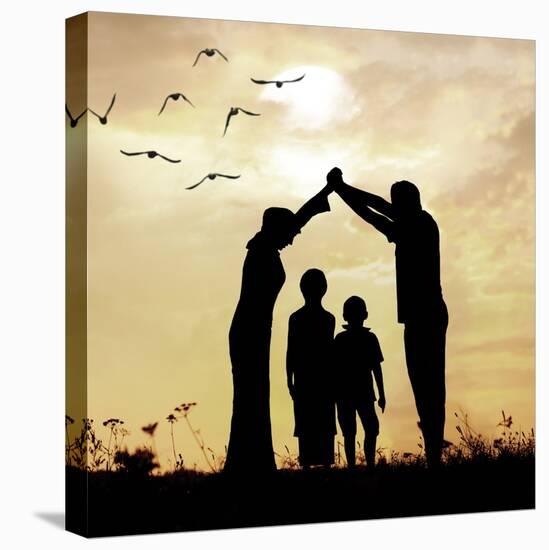 Family Parents and Children, Secure and Protecting Home-zurijeta-Premier Image Canvas