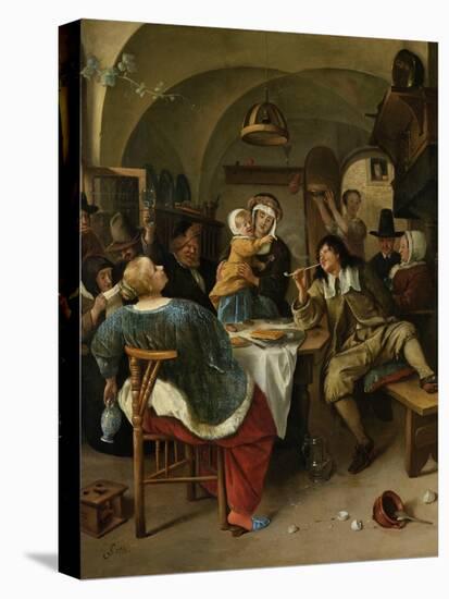 Family Scene, 1660-79-Jan Steen-Stretched Canvas