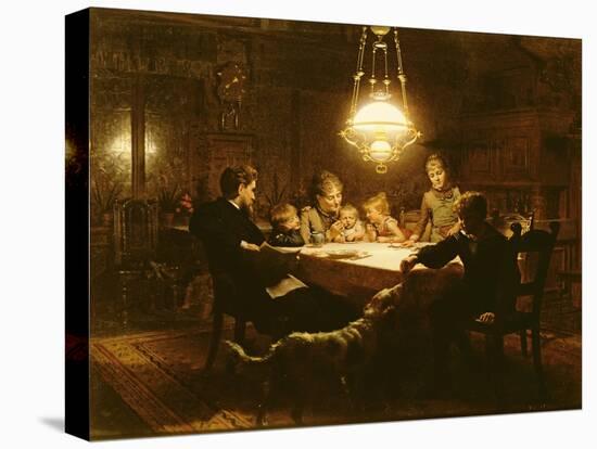 Family Supper in the Lamp Light, 19th Century-Knut Ekvall-Premier Image Canvas